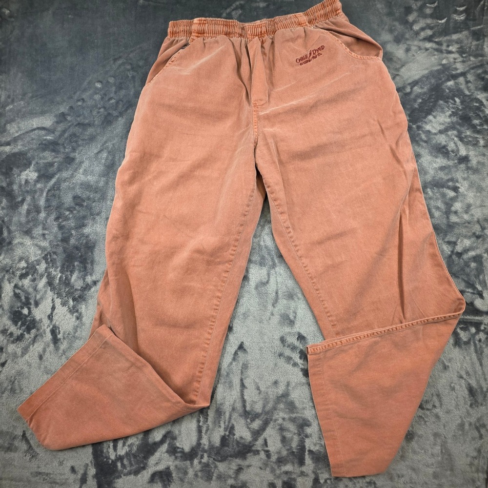 Crazy Shirts Hawaii Chile Dyed Cotton Elastic Waist Pants Orange Mens Large